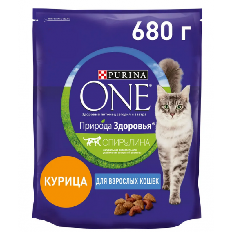 Сухой корм Purina One Природа Здоровья для стерилизованных кошек и кастрированных котов с говядиной, 680 г
