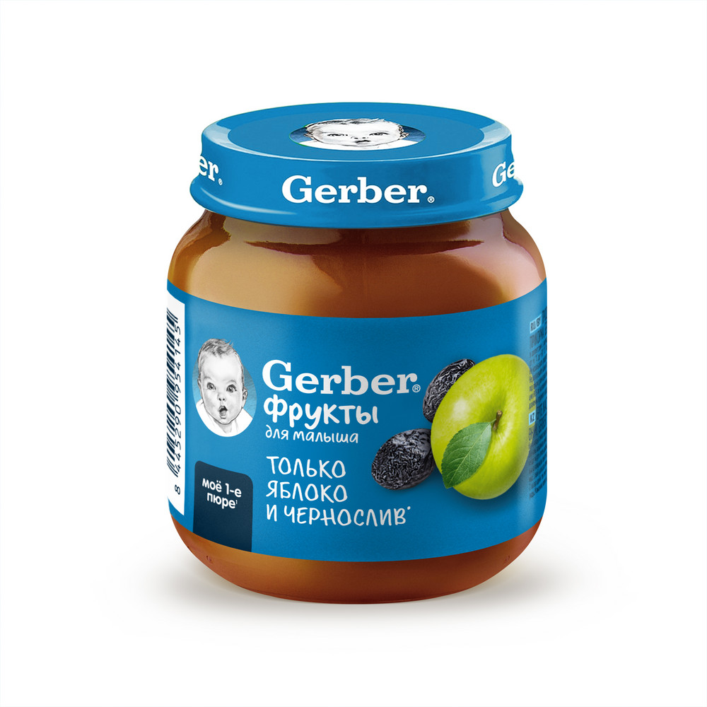 Фруктовое пюре GERBER "Яблоко и чернослив" с 6 мес 90г 