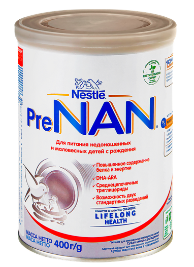 Смесь молочная Pre NAN Nestle для маловесных и недоношенных детей, 400 г