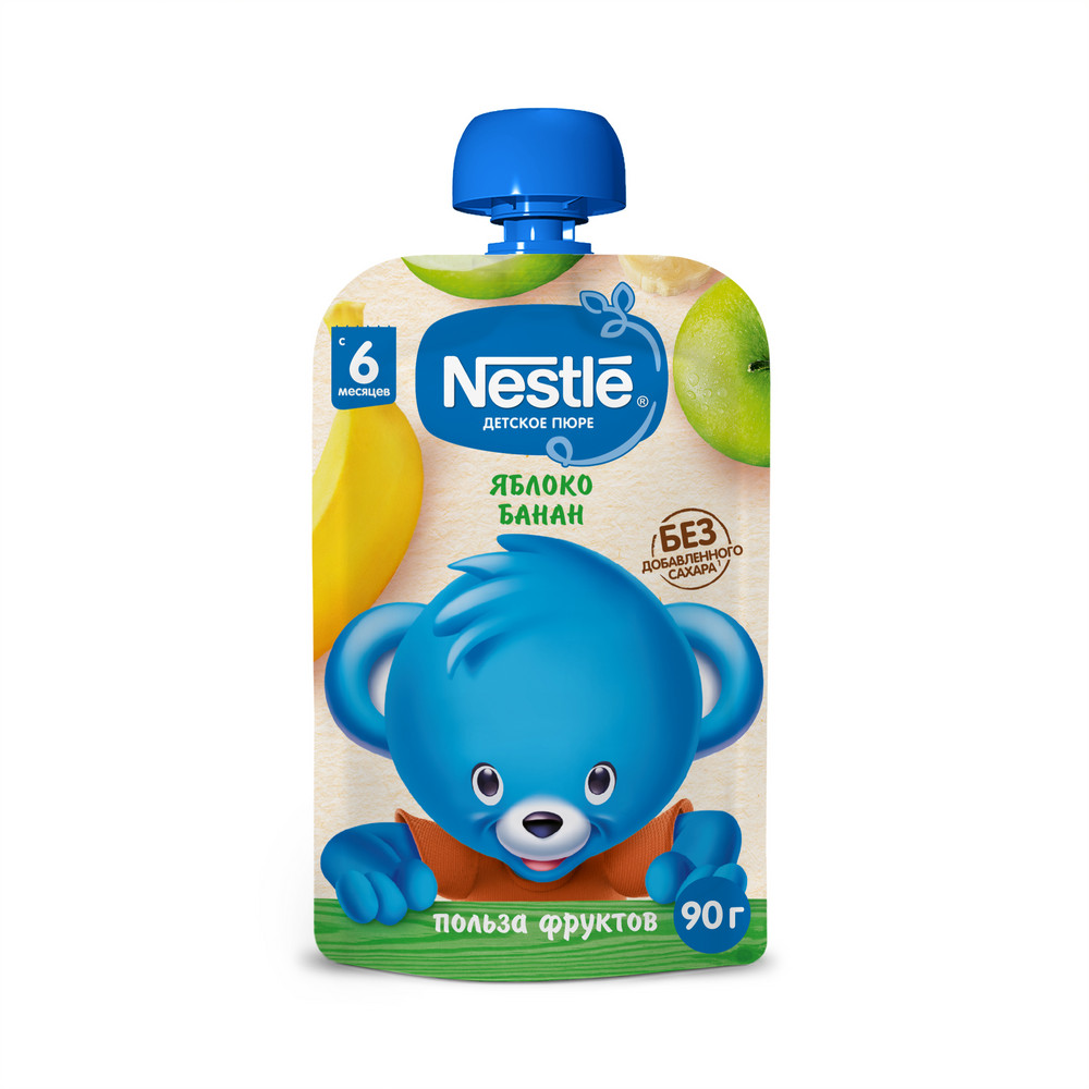 Пюре NESTLE Яблоко Банан в мягкой упаковке с 6 мес, 90гр"