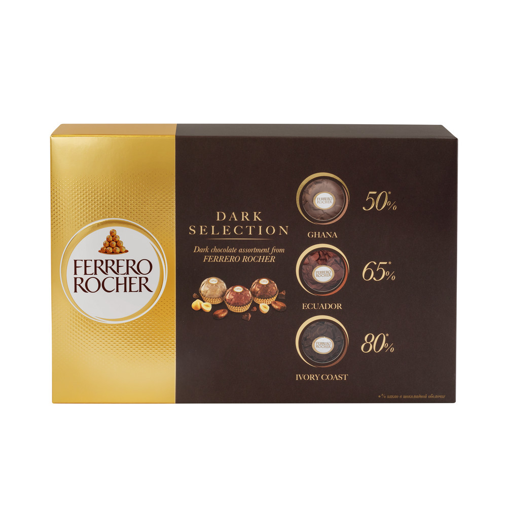Шоколадные конфеты в коробке Ferrero Rocher Dark Selection, ассорти, 187.5 г