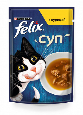 Влажный корм Суп для взрослых кошек Felix с курицей 48 г