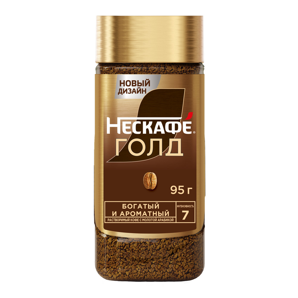 Кофе NESCAFE GOLD Натуральный растворимый с добавлением жареного, 95г