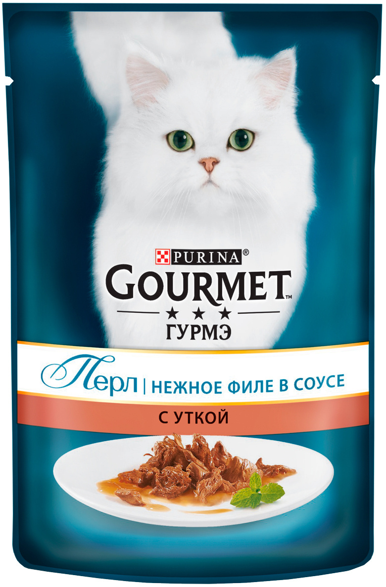 Влажный корм Gourmet Перл Нежное Филе для кошек с уткой в соусе, 75 г