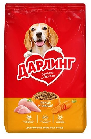 Сухой корм для собак Дарлинг Птица и овощи 500 г